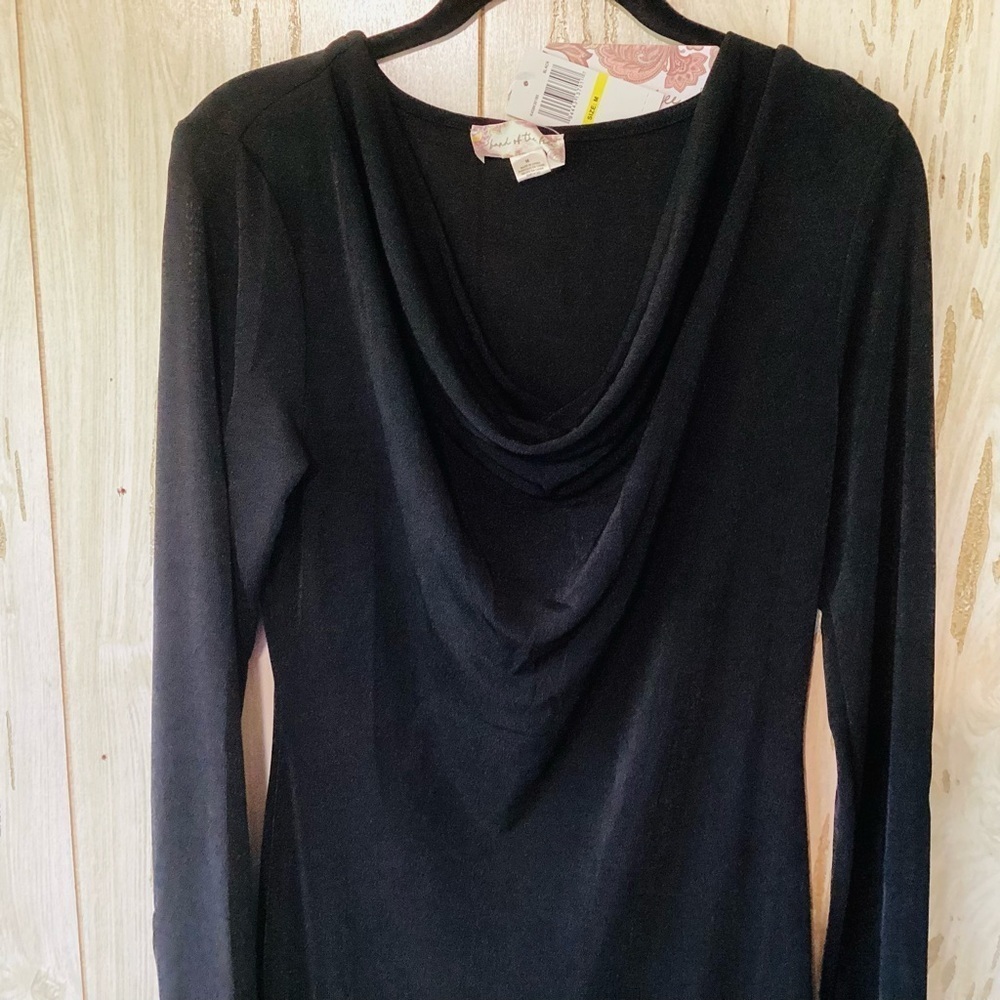 NEW Band of the Free Black Cowl Neck Maxi Dress M Minimalist Dark Romantic - Picture 3 of 8